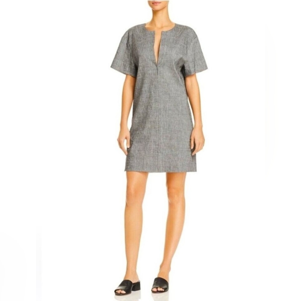 EUC Theory Sharkskin Crunch Slit Front Shift Dress - Sz P (0)